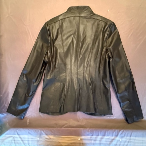 Tahari Olive Green Women's Leather Jacket Size Large MSRP $348 - Picture 2 of 11
